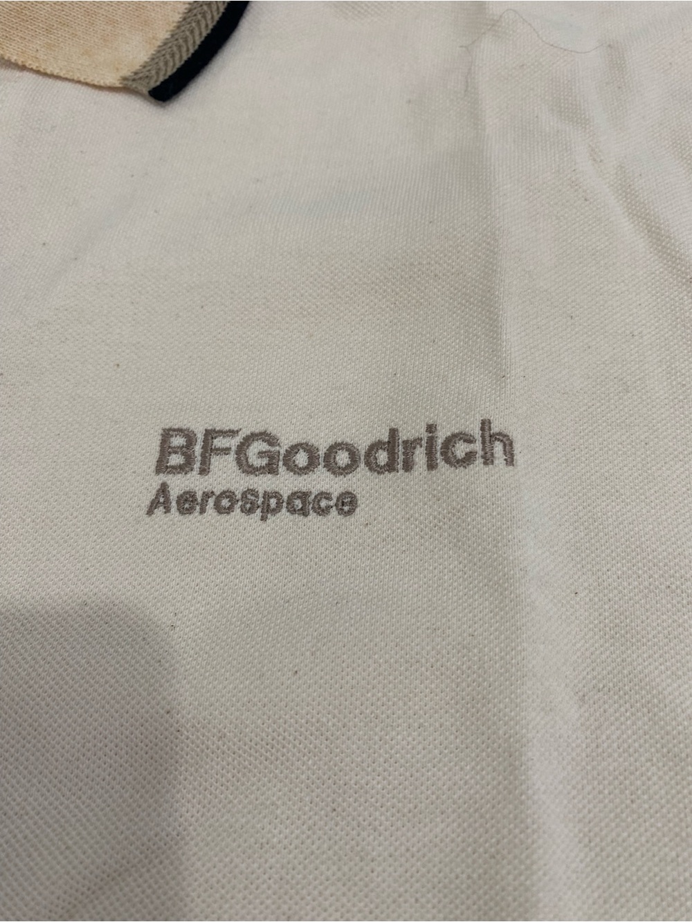 Hanes White Polo with Gray BFGoodrich Aerospace Logo